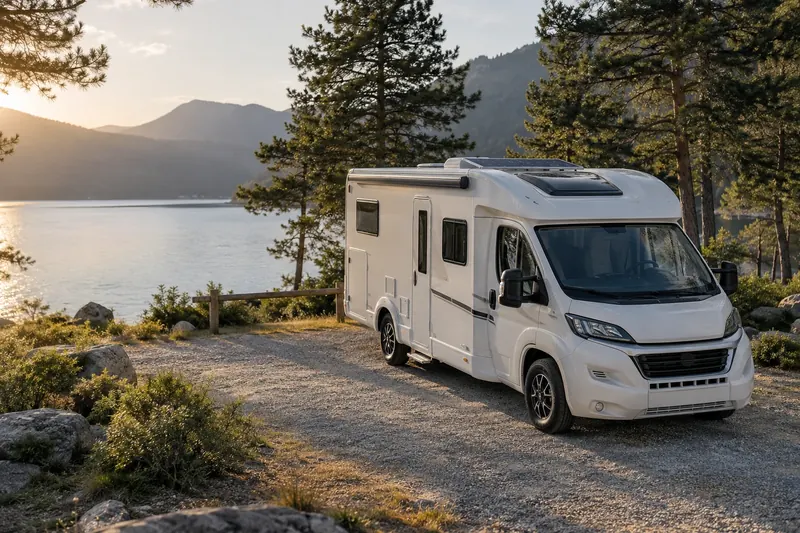 Reisemobil am See – KI-Fotomotiv